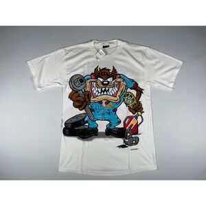 Vintage 1994 Tazs Garage T Shirt Changes Looney Tunes White Large Deadstock USA
